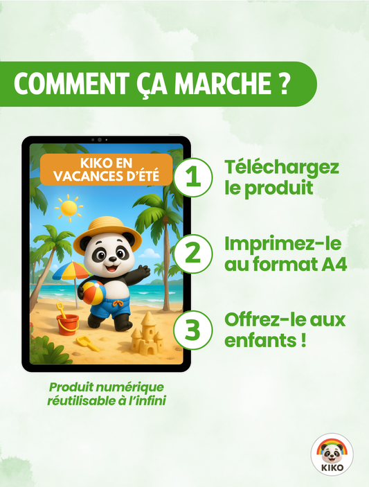 LIVRET D'ACTIVITÉS (5-7 ANS) - KIKO EN VACANCES D'ÉTÉ ⛱️