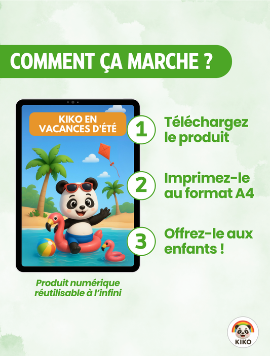 LIVRET D'ACTIVITÉS (2-4 ANS) - KIKO EN VACANCES D'ÉTÉ ⛱️
