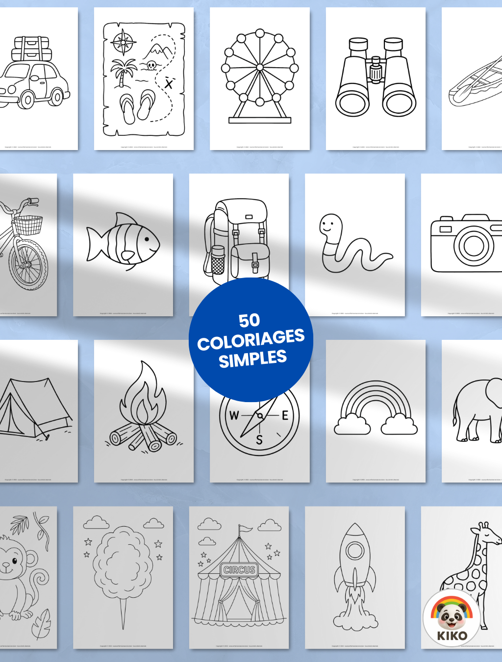 110 COLORIAGES "KIKO PART À L'AVENTURE" 🪂