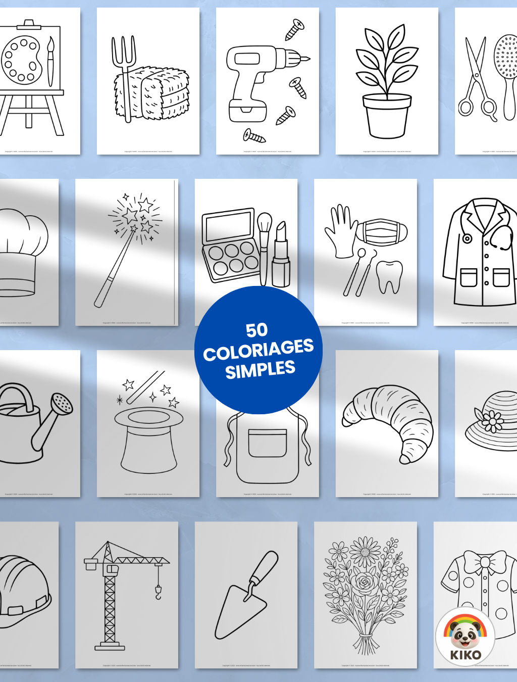 110 COLORIAGES "KIKO EXPLORE LES MÉTIERS" 🩺