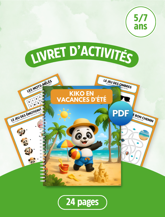 LIVRET D'ACTIVITÉS (5-7 ANS) - KIKO EN VACANCES D'ÉTÉ ⛱️