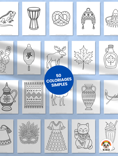 110 COLORIAGES "KIKO VISITE LE MONDE" 🗺️