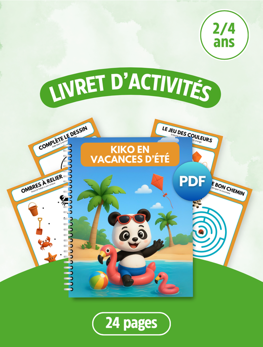 LIVRET D'ACTIVITÉS (2-4 ANS) - KIKO EN VACANCES D'ÉTÉ ⛱️